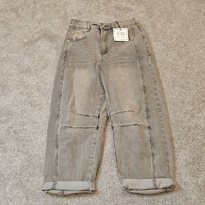 Classic Gray Cuffed Barrel Jeans